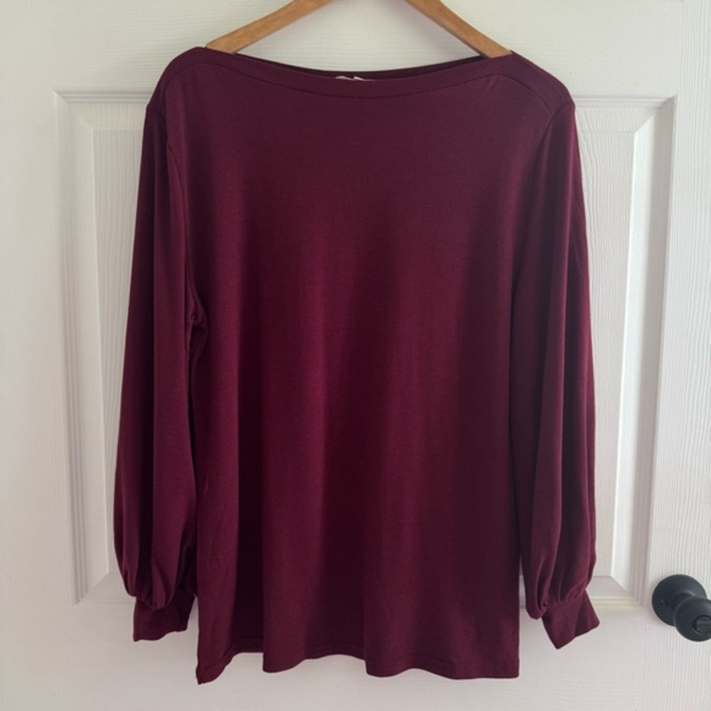 Amaryllis Burgundy Long Sleeve Blouse Size Small
